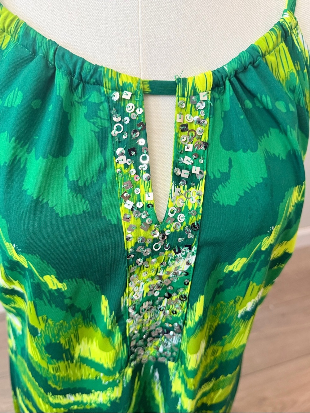 INC International Concepts Green and Yellow Tie-Dye Midi Dress - Picture 4 of 7